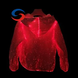 Chaqueta con luz LED brillante para fiesta, chaqueta de fibra óptica con brillo en la oscuridad