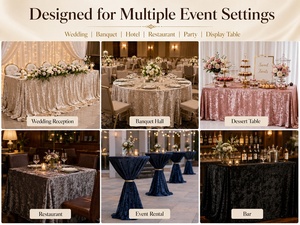 Wholesale High Quality 120" Navy Blue <strong>Green</strong> Crushed Velvet Round <strong>Tablecloth</strong> for Dining Wedding Party Events Decoration - Product Image 5