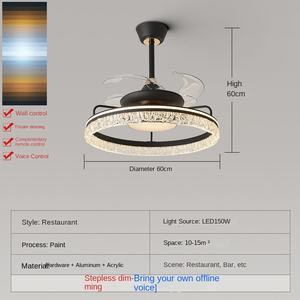 2025ใหม่พัดลมเพดาน LED หรูหราทันสมัยแบบบูรณาการในครัวเรือน60W ABS ผลกระทบน้ำแข็งที่มองไม่เห็นสำหรับห้องนั่งเล่นร้านอาหาร - Product Image 6
