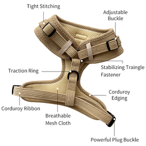 Ensemble de harnais, laisse et colliers pour chien en velours côtelé, réglables, anti-traction, de luxe, de haute qualité, nouveau design, avec logo personnalisé, vente en gros 2026 - Product Image 3