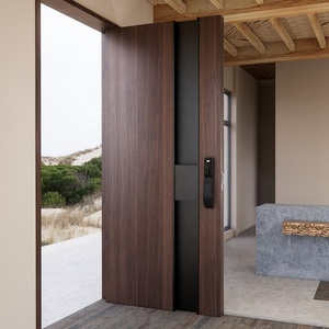 Porte d'entrée extérieure moderne de luxe en bois massif, anti-effraction, étanche, pivotante, pour le Canada - Product Image 4