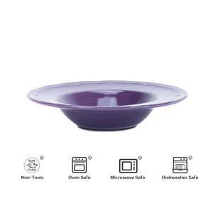 ชุดอาหารเย็นเซรามิคลายนูนรักษ์โลก ปลอดสารตะกั่ว ใช้กับเครื่องล้างจานได้ ชามทรงกลม ชุดอาหารครอบครัวแบบยั่งยืน - Product Image 4