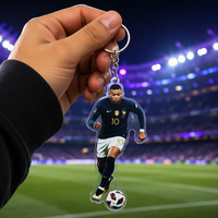 Porte-clés en acrylique imprimé double face avec figurine humanoïde de la star du football Ronaldo, cadeau pour les fans de sport, fabriqué en Chine