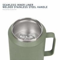 Mug isotherme ergonomique de 50 oz avec double couvercle et paille, en acier inoxydable 18/8 à large ouverture