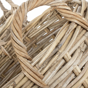 High Quality Curved Base <b>Rattan</b> <b>Storage</b> Basket with Sustainable Handles Flexible and Handwoven Wicker Basket Packed in Cartons - Product Image 1