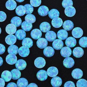 1.5mm à 6mm Forme Ronde Dos Plat <span class=keywords><strong>OP06</strong></span> Bleu Clair Synthétique Cabochon Opale - Product Image 1