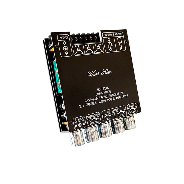 ZK-TB21S TPA3116 BT Audio Amplifier Board 50W*2+100W 2.1 Channel Subwoofer Treble Volume Control USB For Speakers DIY
