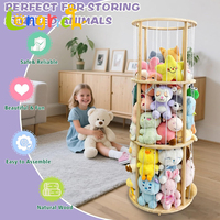 Meuble de rangement moderne pour animaux en peluche, organisateur de jouets en bois avec panier de basket pour chambre, maternelle et école