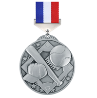 Médailles sportives créatives en alliage de zinc moulé, or, argent, bronze, pour événements de baseball, commémoratives, logo 3D personnalisé, vente en gros sur mesure