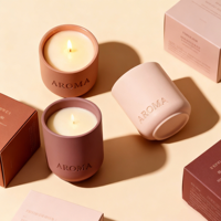 Bougie parfumée peinte à la main C&H dans un pot en céramique réutilisable, sans danger pour les aliments, bougie à la cire de soja à combustion propre, environ [nombre] Durée de combustion de 42 heures