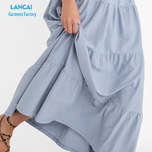 Vestido deslizante para mujer, cuello cuadrado, sin mangas, pecho elástico, estilos sueltos, colores azul claro, ropa elegante suave para niña, personalizada - Product Image 4