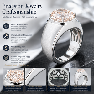 DK Damesring met roze, in laboratorium gekweekte diamanten en zijstenen, rechtstreeks van de fabriek, kussenslijpvorm, 925 zilver, geschikt als trouwgeschenk - Product Image 2