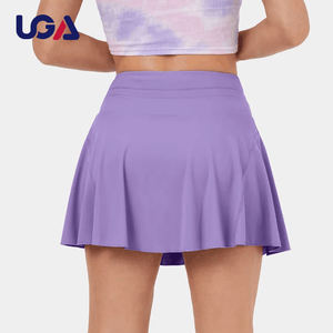 褶裥网球鞋，带口袋女性高腰紫色高尔夫裙2合1女式运动跑步网球服 - Product Image 4