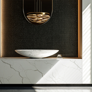 Runpin Calacatta Modern Kitchen Bathroom Quartz <strong>Countertop</strong> for Living Room Feature Wall Hotel Restaurant Commercial Space Design - Product Image 1