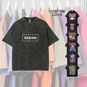 Camiseta de Algodón Negra de 250 g/m², Cuello Redondo, Manga Corta, Lisa, Lavada, Estilo Urbano, con Diseños de Impresión por Transferencia y Estampado Personalizado - Product Image 2