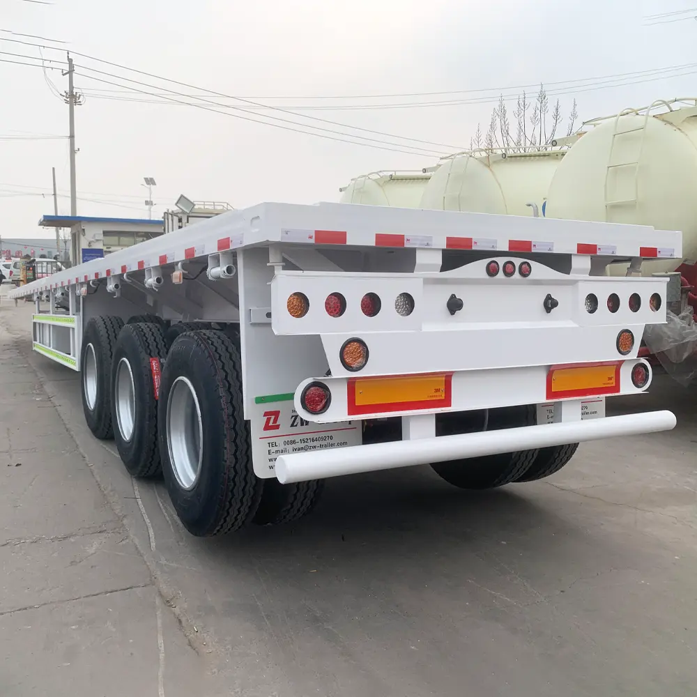 ZW Group 3 Axles 40 Feet Container Transport Flat Bed Trailer Flatbed Semi Trailer Flatbed Trailers