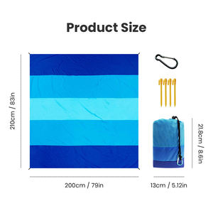 سجادة شاطئ كبيرة الحجم للبالغين مقاومة للماء 1-6 أشخاص منخفضة موك سريعة الجفاف وخالية من الرمال متينة مع 4 حصص - Product Image 2