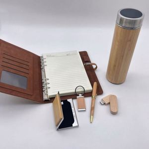 Unique Representative Hot Items of Wooden <b>Notebooks</b> Pen Vacuum Mug <b>Sets</b> with Name Card Holder/USB Flash and Keyholder for Gifts - Product Image 3