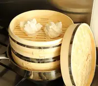 10 дюймов натуральный покрытия нержавеющую сталь отпаривания для бамбука распаровщик еды корзина мини отпариватель