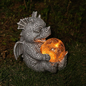 Dragón creativo luz solar animales jugando pelotas al aire libre luces impermeables adornos de jardín para Patio o regalos de inauguración de la casa - Product Image 2