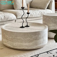 Table basse HZX STONE durable et écologique en FRP, design moderne avec socle en marbre et forme ronde, idéale pour les salons d'appartements et de villas