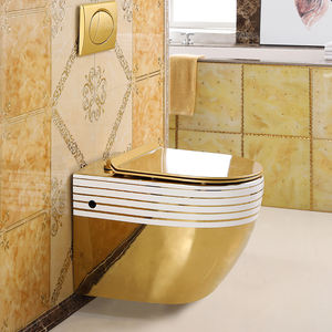 Vente chaude Toilette murale en céramique dorée plaquée or pour hôtel - Product Image 3
