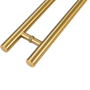 Manija de puerta de acero inoxidable Huahu de 120 mm con acabado dorado para puertas corredizas de baño de vidrio - Product Image 5
