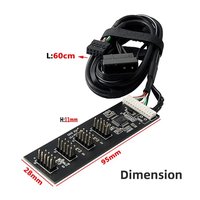 USB 2.0 9-Pin Hub Header Splitter 1 ke 4 Port dengan Kabel Daya SATA IDE Molex untuk Kipas CPU Komputer Lampu RGB Printer Penerima WiFi