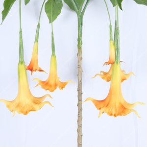 Realista Decorativo Flor Árbol Bonsai Amarillo Artificial Datura Árbol Stramonium Faux Blossom Plantas - Product Image 4
