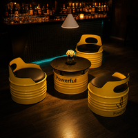 Ensemble de meubles de bar en fût de fer industriel rétro créatif, table et chaises personnalisables avec logo pour salle à manger, café, bistrot, pub