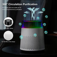 Penjernih Udara Filter HEPA H13 Elektrik USB Type-C dengan Lampu Warna-warni, Operasi Senyap, Jangkauan 30-40m untuk Penggunaan di Rumah