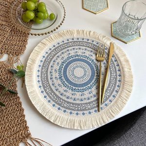 Nuovo Design unico fattoria intrecciato natura juta frange da tavolo stile europeo tovagliette di <span class=keywords><strong>pizzo</strong></span> in plastica per tavolo da pranzo - Product Image 2