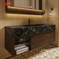 Lavabo mural moderne de luxe en marbre avec drain pour hôtels, villas et projets de salles de bain haut de gamme