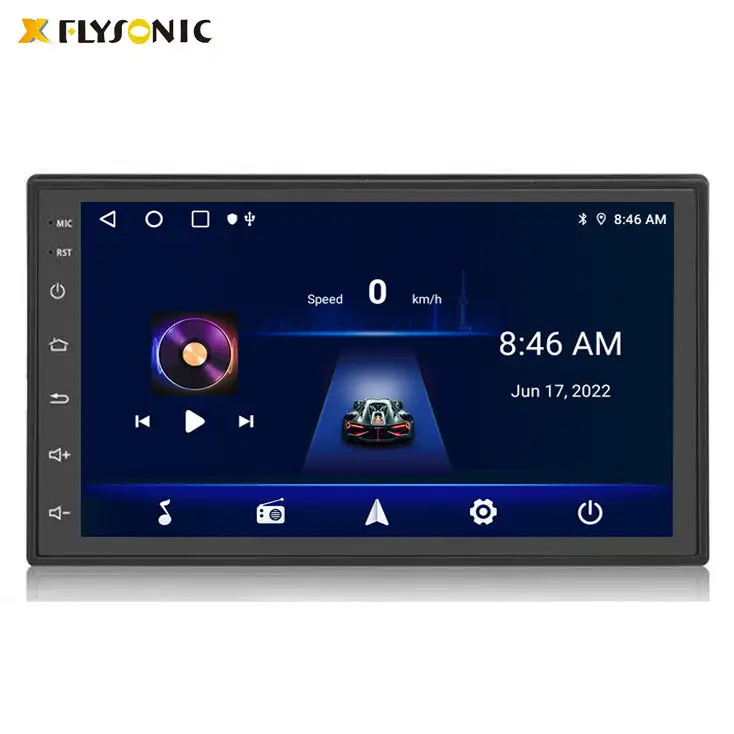 Flysonic Android sistemi 7 ''2 Din Autoradio 1024*600 HD dokunmatik ekran multimedya oto elektronik araç ses