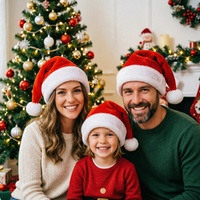 Chapeau de Noël personnalisé en peluche, bonnet du Père Noël avec broderie de logo personnalisée, fête de Noël, vente en gros, usine OEM ODM
