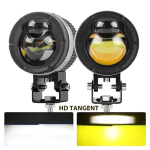 LED motor Offroad, lampu sorot LED kabut berkendara 2023 warna ganda kuning putih