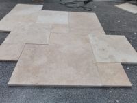 SHIHUI vente en gros personnalisé Villa décoration intérieure travertin motif français pavés luxe Beige travertin carrelage de sol