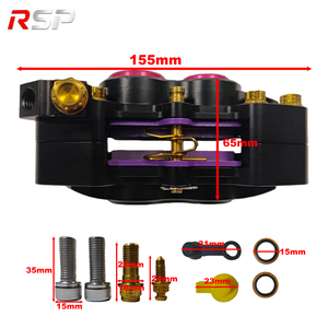 4 pistoni CNC lega di alluminio pinze freno idraulico nero universale per sistemi di carrozzeria moto - Product Image 2