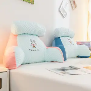 2024 Nuevo producto Bordado Respaldo Gaming con brazo grande Almohada de lectura para cama