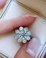 Bague de fiançailles en diamant naturel taille brillant 2,00 carats avec halo, or blanc 18 carats plaqué rhodium, promesse de mariage, solitaire, clarté VS1