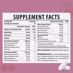 Private Label crostata semi di ciliegio e sedano integratore di acido urico capsule depurano per adulti e adolescenti vitamine - Product Image 2