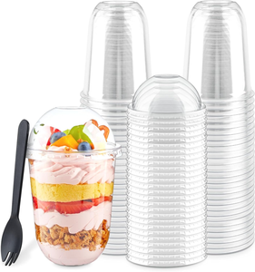 Bicchieri Monouso in PET Trasparente 8-24oz per Bevande Fredde con Coperchi e Cannucce Senza BPA per Caffè Freddo, Frullati, Bubble Tea - Product Image 6