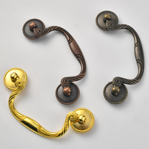European Style <b>Cabinet</b> Door Handles Zinc Alloy Antique Bronze <b>Gold</b> 95mm Hole Spacing Durable Furniture Hardware - Product Image 3