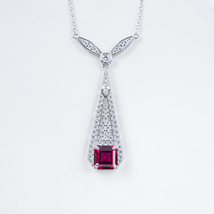 S925 Silver Fashion Vintage Lab‑Created <b>Ruby</b> <b>Necklace</b> - Product Image 1