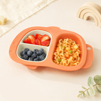 Assiette pour bébé en forme de poisson sans BPA, compartimentée, détachable, anti-chute, avec couvercle, pour nourrissons et tout-petits