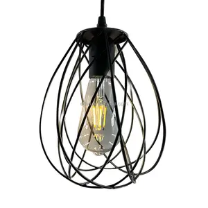 Siyah kolye ışık mutfak ada bahar daire şekli E27 LED demir tavan lambası yemek restoran IN0230 için