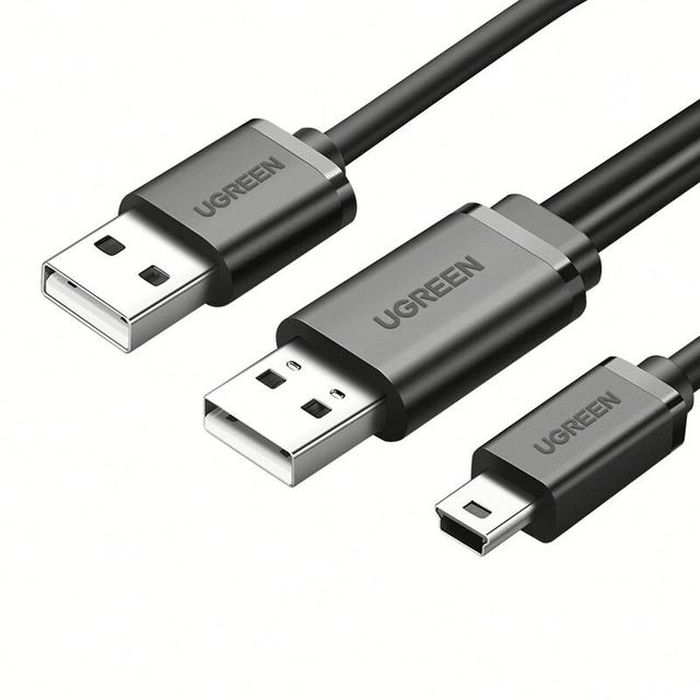 UGREEN Dual USB 2.0 to MINI USB (T Port) Charger Cable Data Transmission Cables