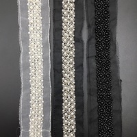 Accessoires de vêtements Ceinture en tissu de maille blanche Ruban de dentelle Perle de dentelle Tissu de dentelle perlée Tresse de perle Garniture de perle