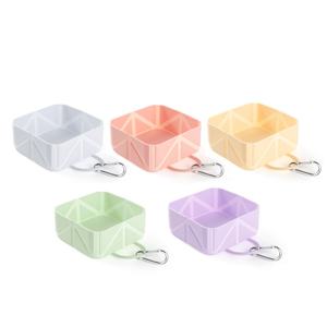 Kapak kapakları ile fabrika özel logo silikon katlanabilir kase 2 paket köpek taşınabilir seyahat taşınabilir katlanabilir çanaklar hayvan mama kabı - Product Image 2