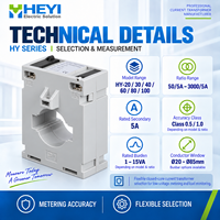 Transformateur de courant à noyau solide basse tension CE ROHS HY-40 100/5A Classe 1.0 1VA, type barre omnibus CT pour la mesure de courant